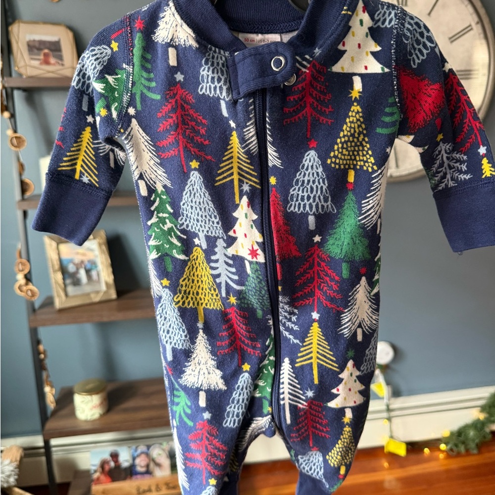 Hanna Andersson Navy Tree Print Kids One Piece